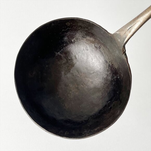 Vintage Primitive Handmade Hammered Metal Ladle Spoon 14.5" and Spatula 12" - Picture 4 of 5